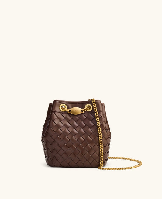 Yara Hand-Woven Bucket Bag| Dark Brown