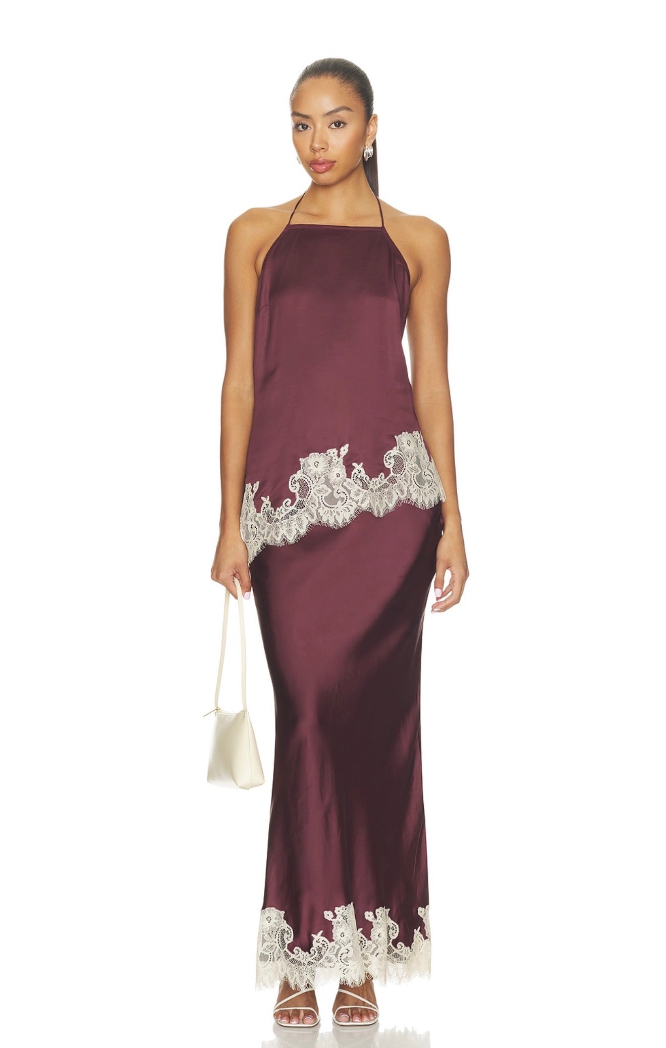 Lace Detail Top in Burgundy