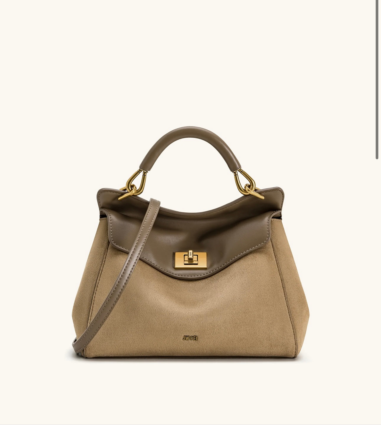 Lucia Classic Faux Suede Top Handle Bag| Taupe