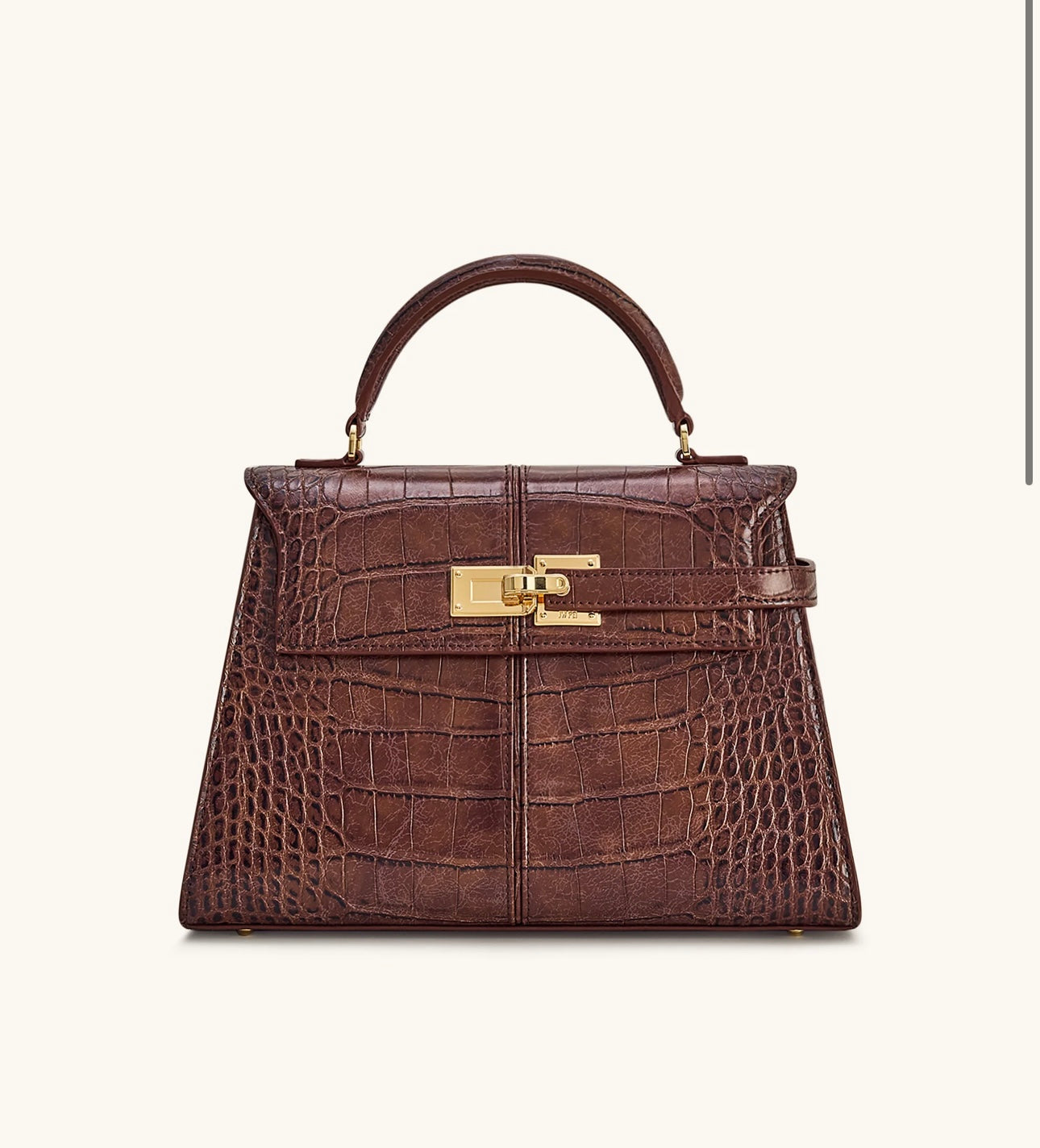 Elise Large Croc-Embossed Top Handle Bag| Chestnut Brown
