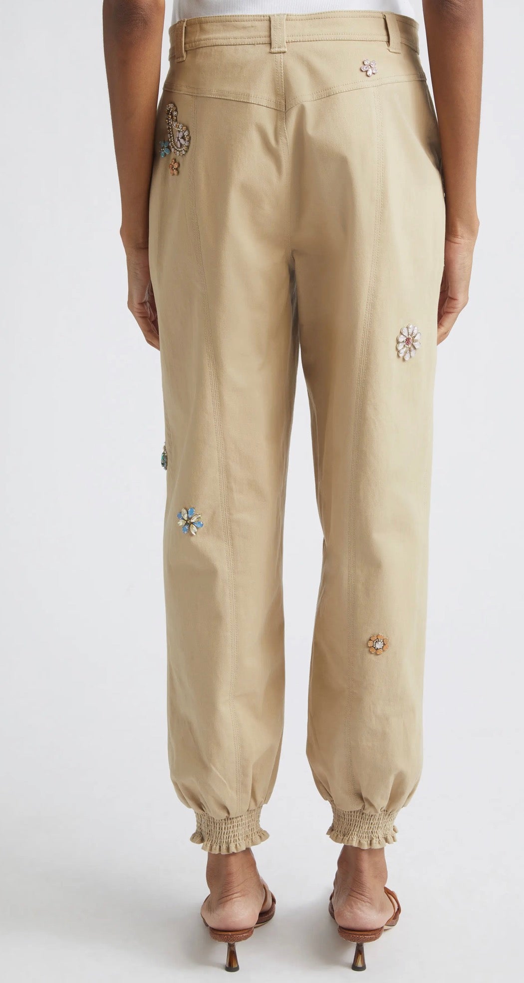 Rhinestone Paisley EMB Fly Front Mavis Pant