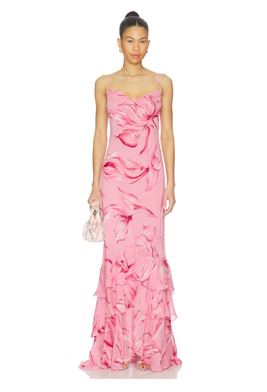 COWL MAXI DRESS WITH SASH- Rococo Sand