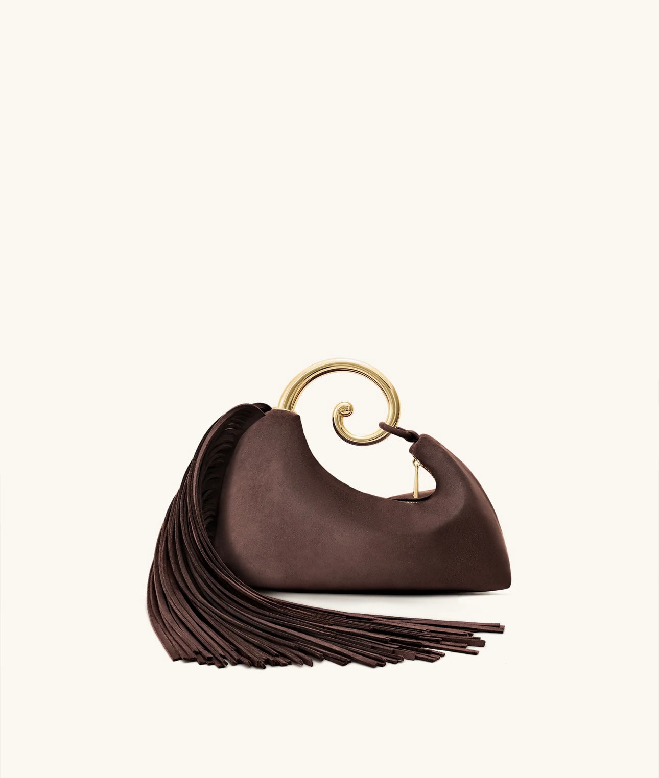Nell Fringe Hardware Top Handle Bag|Deep Brown