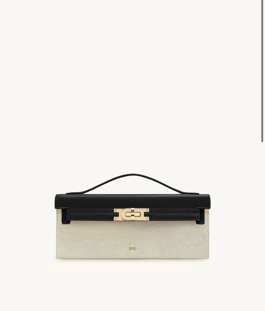 Bria Structured Top Handle Bag| Black Canvas