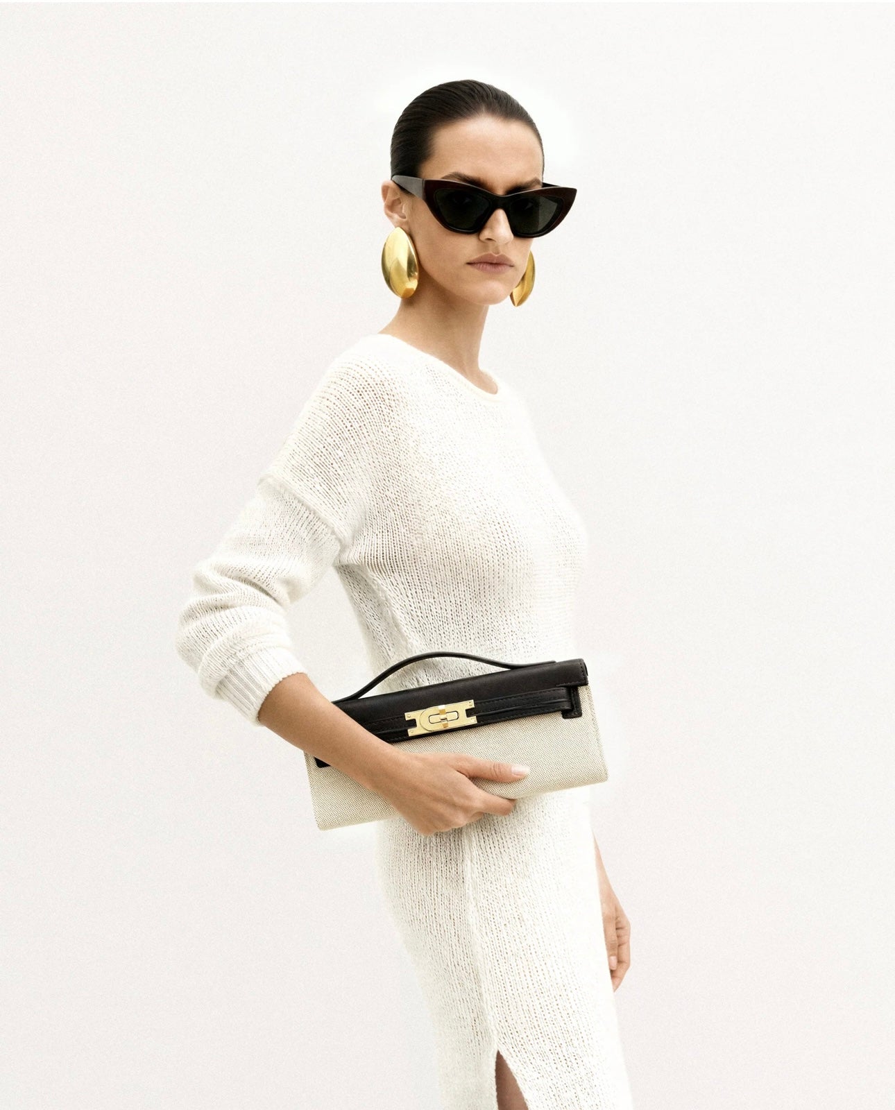 Bria Structured Top Handle Bag| Black Canvas