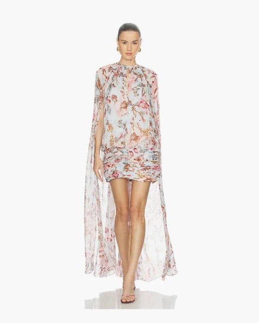 Ruched Cape Mini Dress