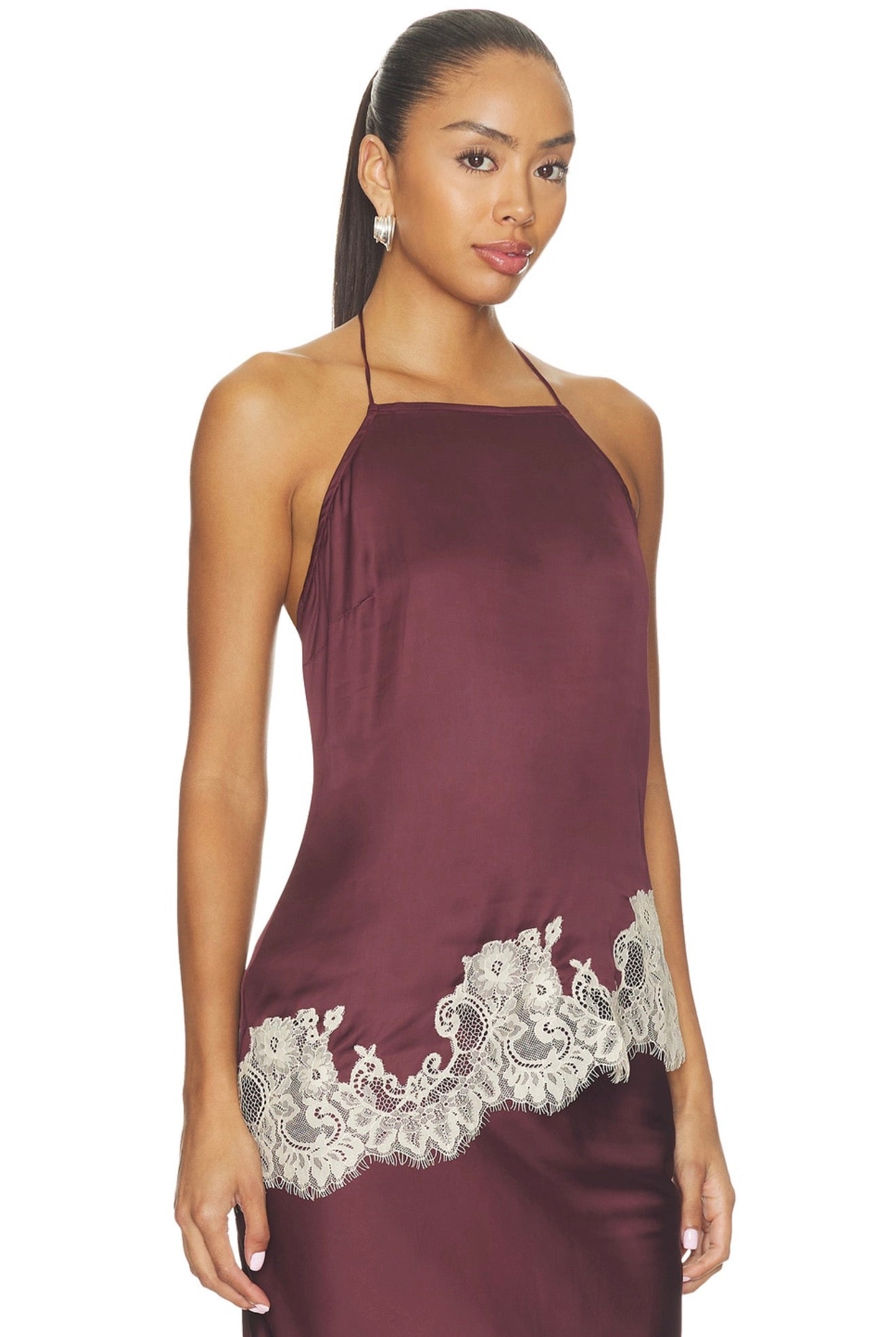 Lace Detail Top in Burgundy