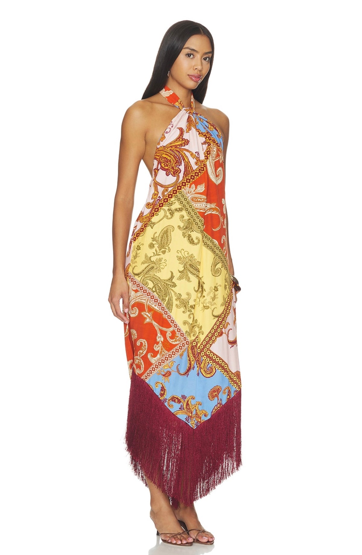 Tie Sash Long Dress in Multi