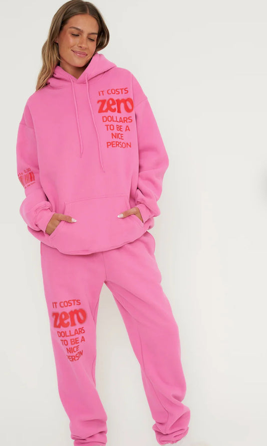 It Costs $0 To Be A Nice Person® Pink Hoodie