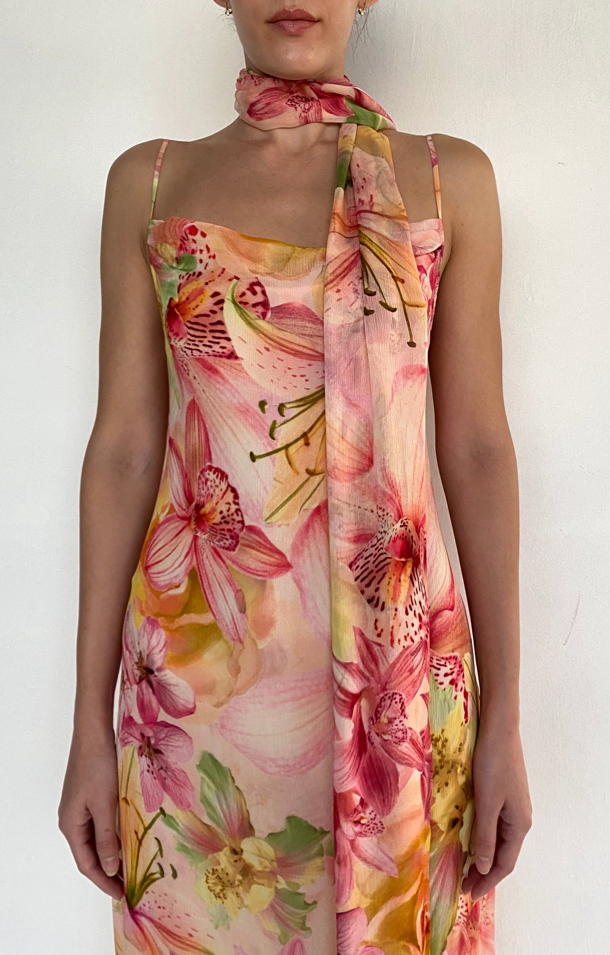 COWL MAXI DRESS WITH SASH