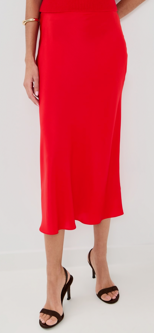 Miranda Scallop Trim Silk Skirt - Sablyn