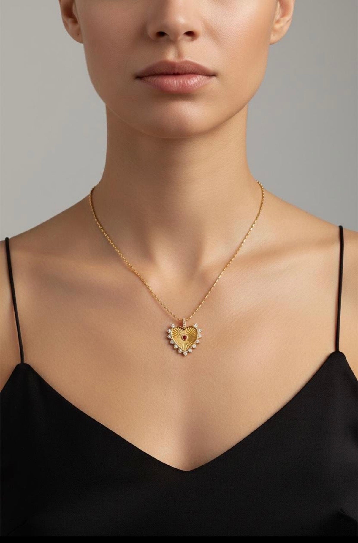18K Plated Gold Heart Pendant Necklace