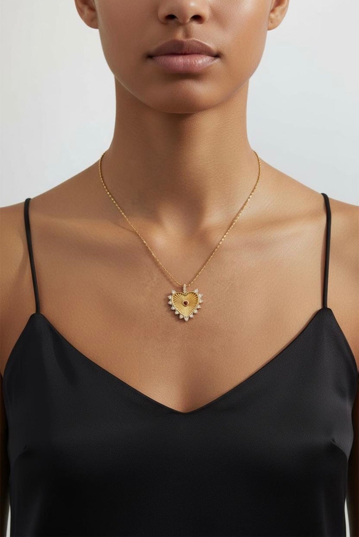 18K Plated Gold Heart Pendant Necklace