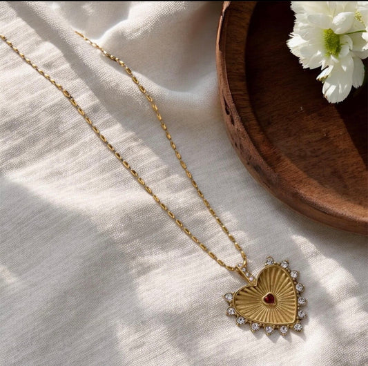 18K Plated Gold Heart Pendant Necklace
