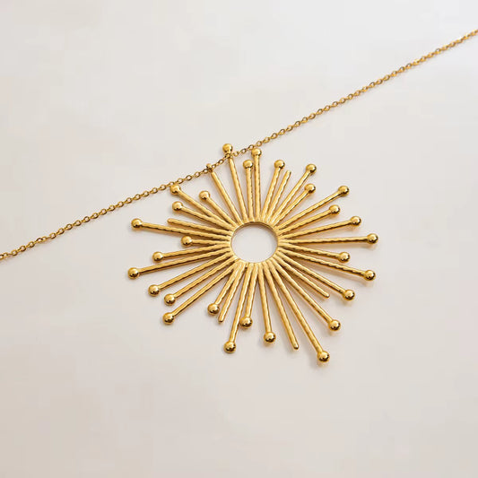 18K Gold Plated Sunburst Statement Necklace