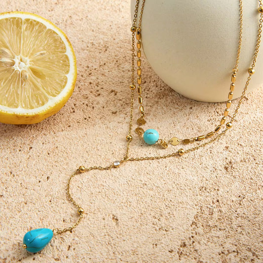 Turquoise Drop Layered Necklace