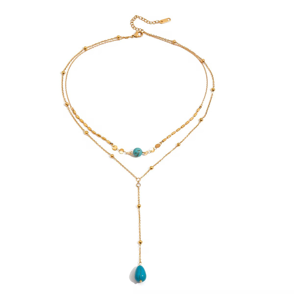 Turquoise Drop Layered Necklace