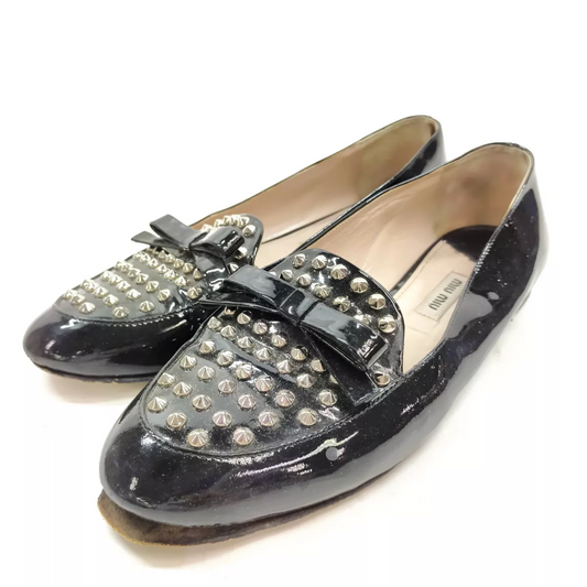 Vintage Miu Miu Black Patent Leather Loafers