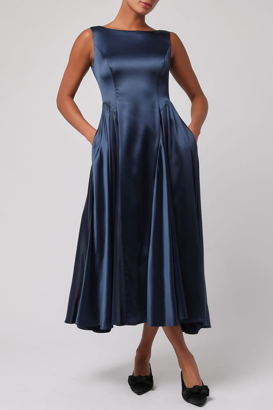 Blanche Heavy Satin Midi Dresd