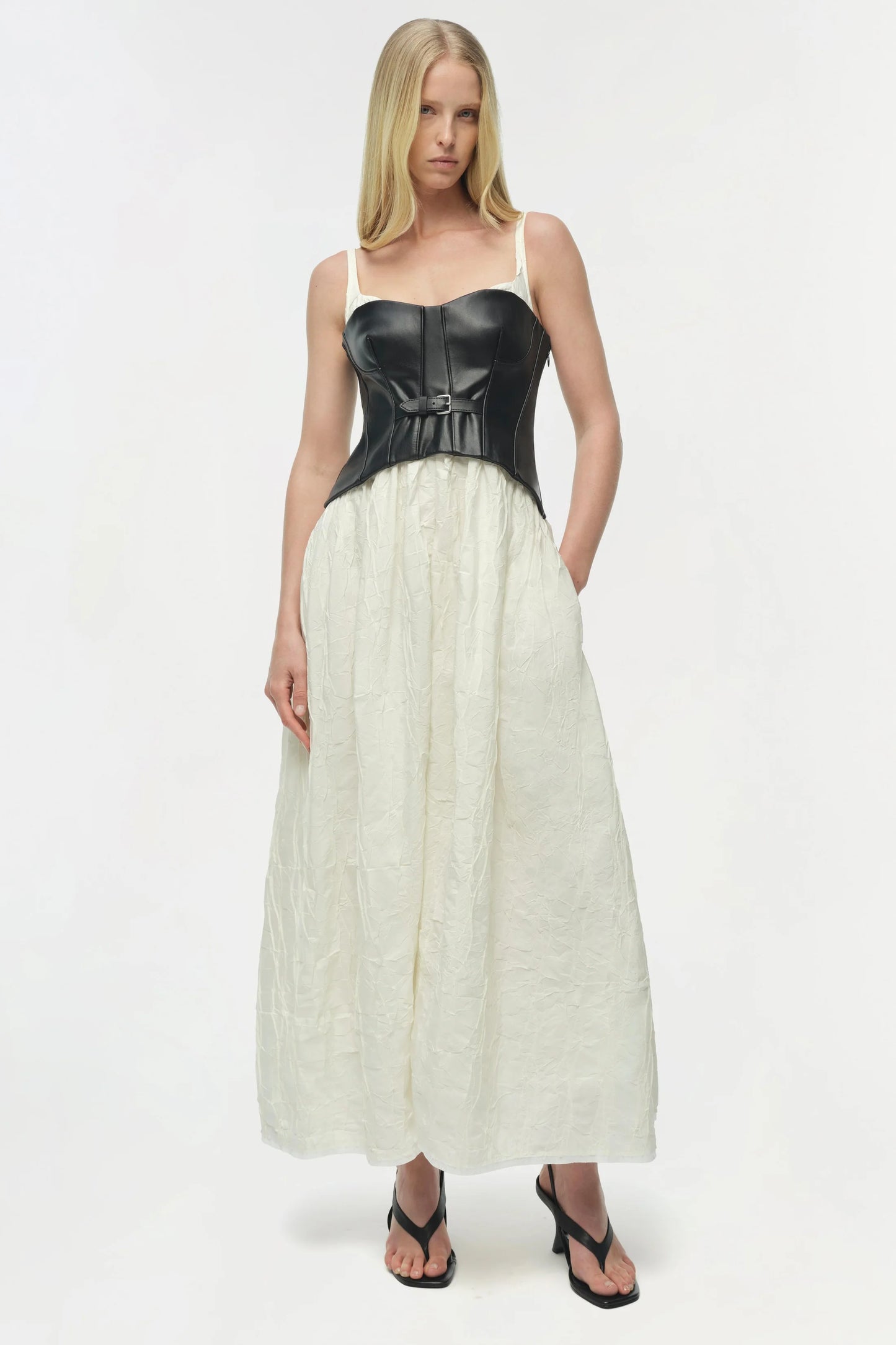 SIMKHAI                                                                     Cortland Belted Bustier Midi Dress