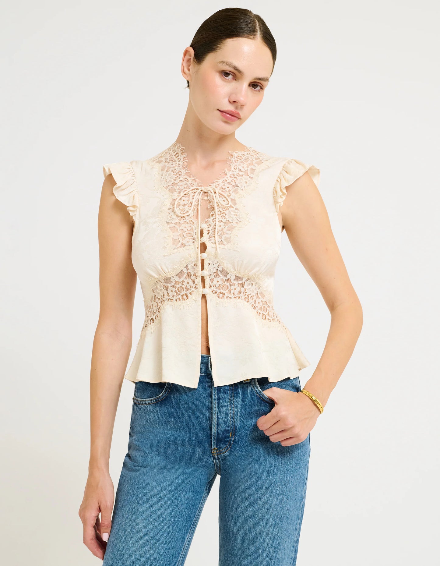 Ivory Jacquard Wisteria Top