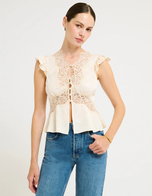 Ivory Jacquard Wisteria Top
