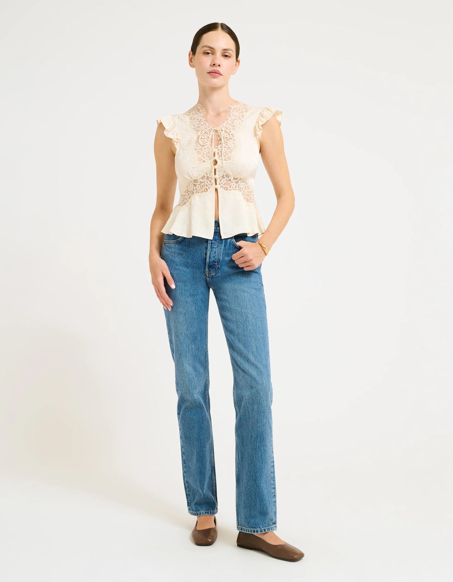 Ivory Jacquard Wisteria Top