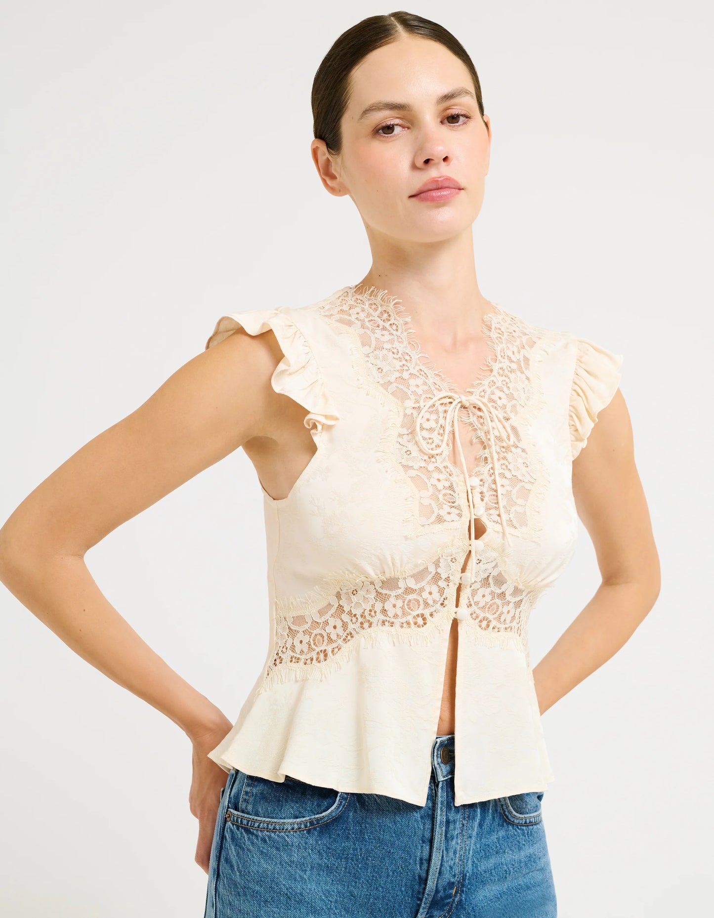 Ivory Jacquard Wisteria Top