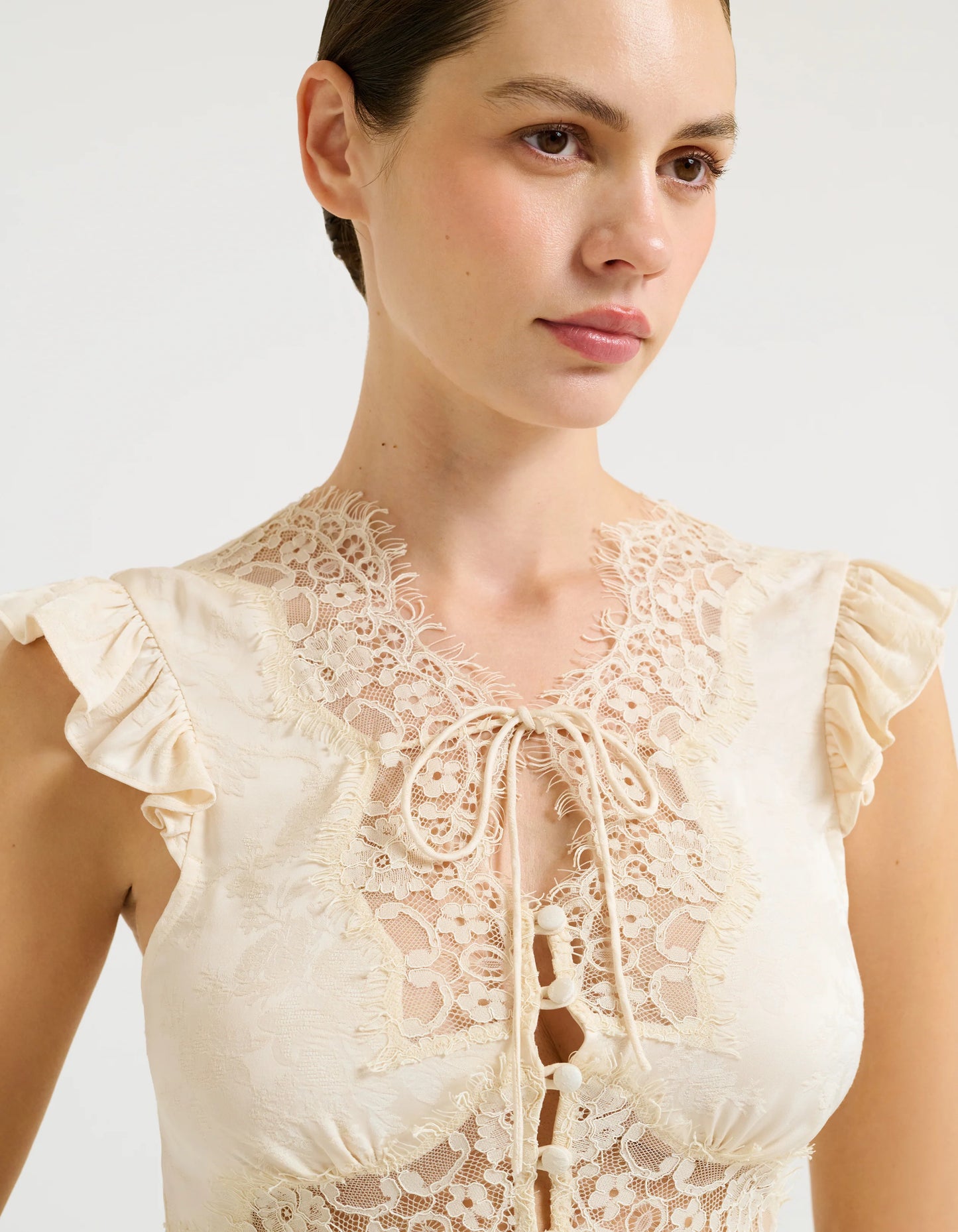 Ivory Jacquard Wisteria Top