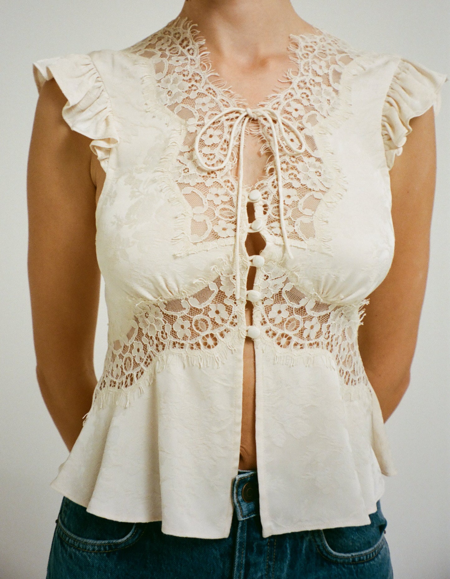 Ivory Jacquard Wisteria Top