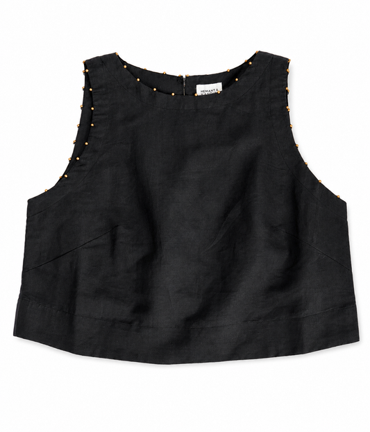 Button Detail Crop Top