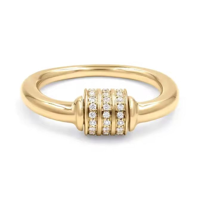 Rotating Pave Barrel Ring- 14K/18K Gold Vermeil on Sterling Silver