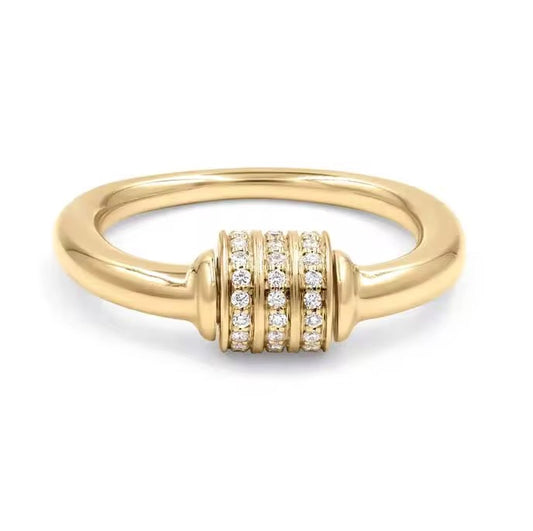 Rotating Pave Barrel Ring- 14K/18K Gold Vermeil on Sterling Silver
