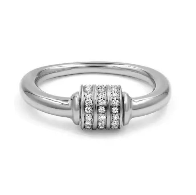 Rotating Pave Barrel Ring- 14K/18K Gold Vermeil on Sterling Silver
