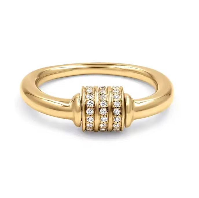 Rotating Pave Barrel Ring- 14K/18K Gold Vermeil on Sterling Silver