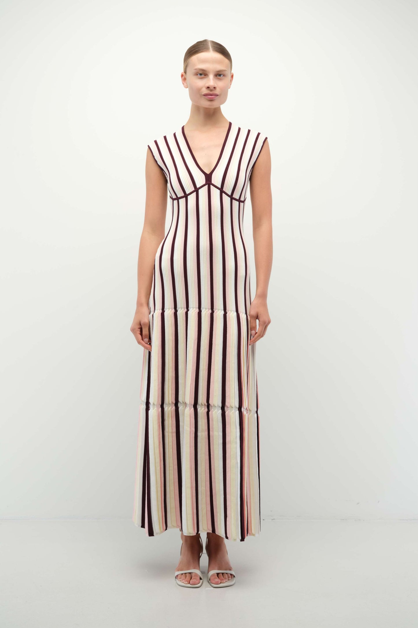 LIANNE V NECK MIDI DRESS