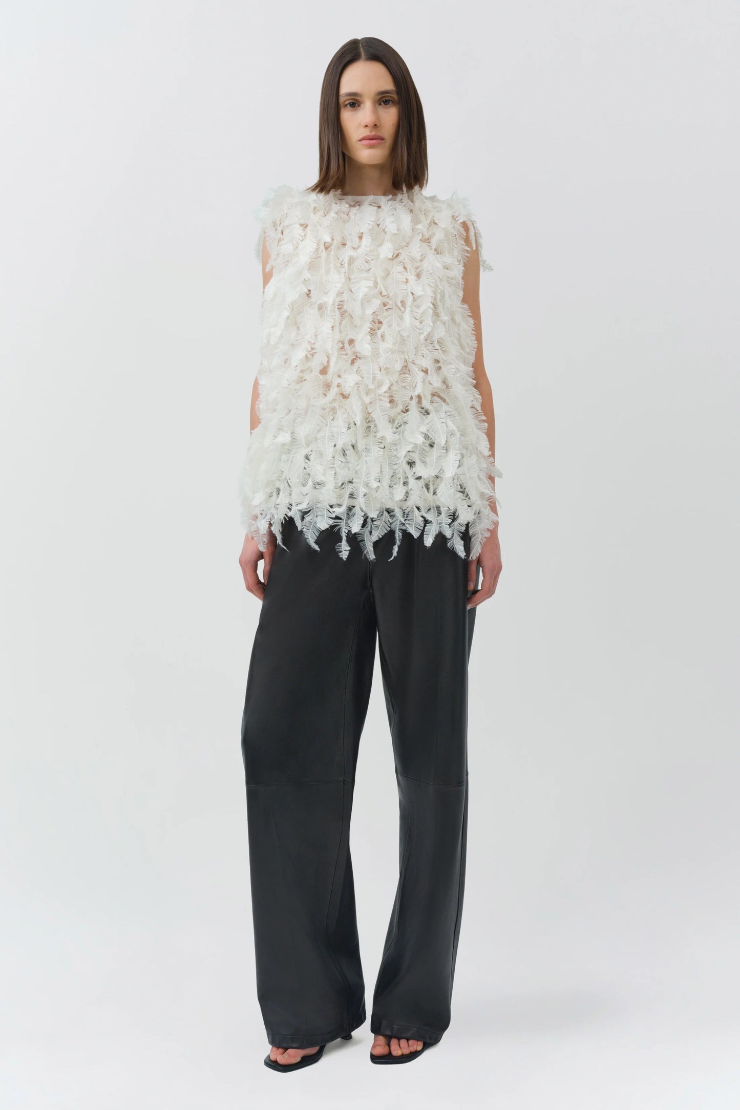 FEI FEATHERY SATIN S/L TOP SIMKHAI