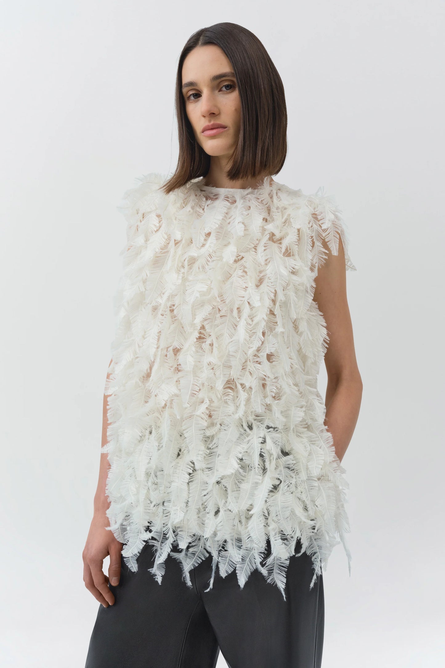 FEI FEATHERY SATIN S/L TOP SIMKHAI