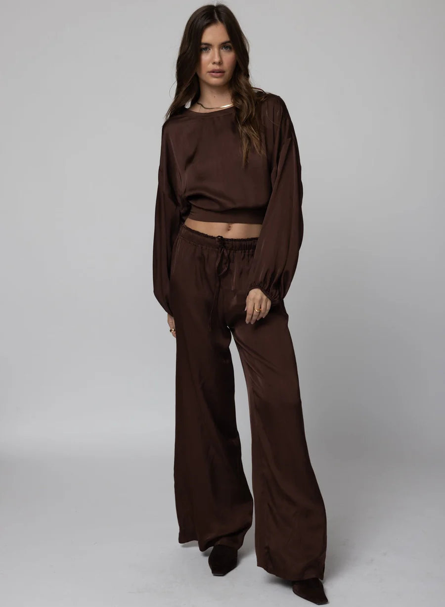 The Silky Venice Wide Leg Pant- Stillwater