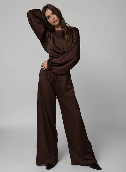 The Silky Venice Wide Leg Pant- Stillwater