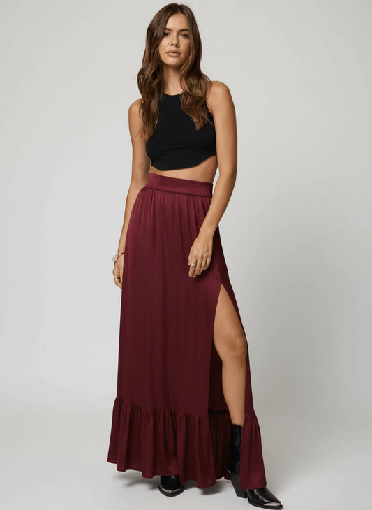 What If Maxi Skirt Deep Cherry- Stillwater