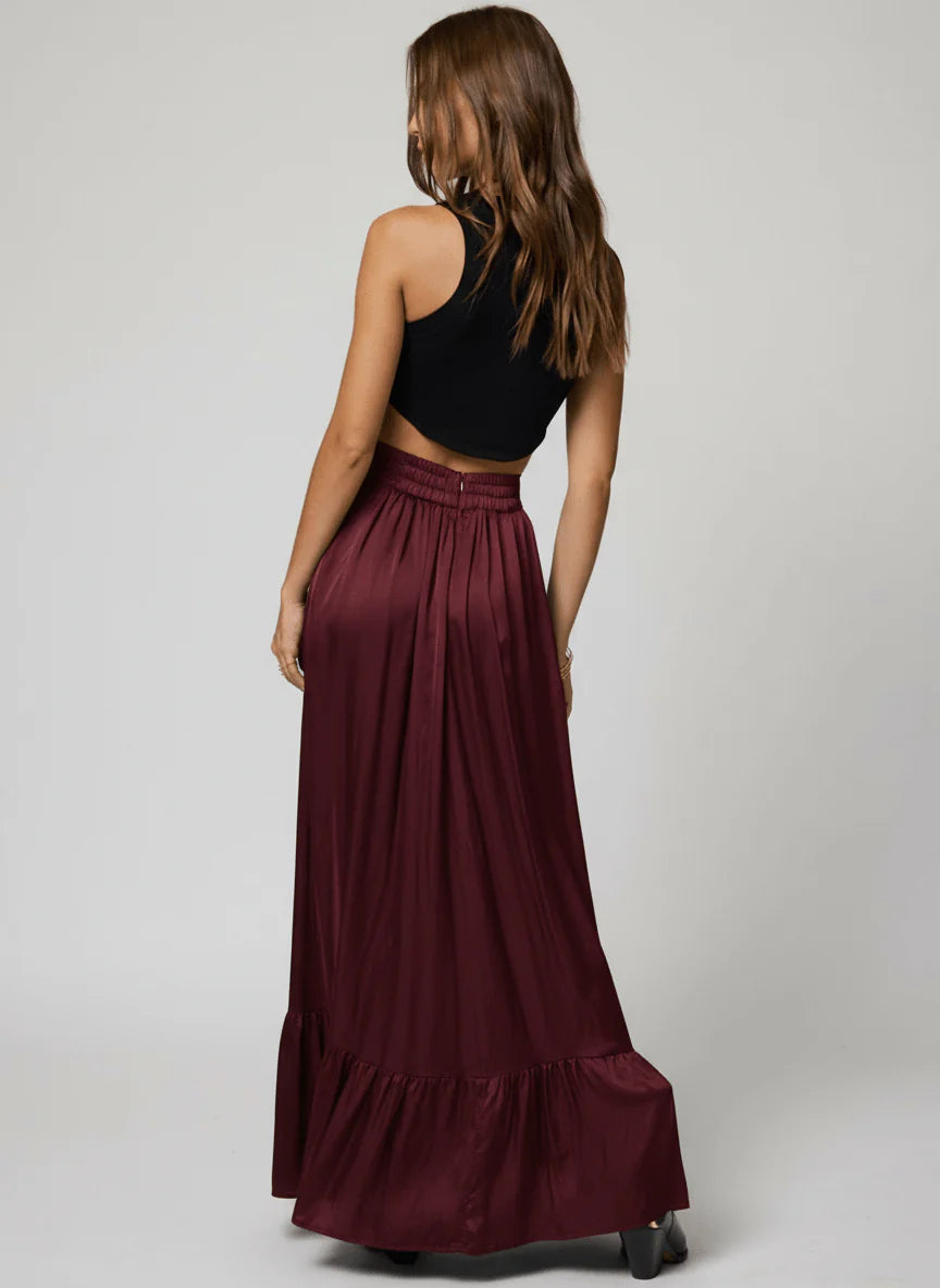 What If Maxi Skirt Deep Cherry- Stillwater