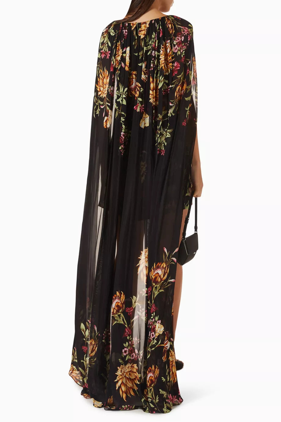 Zara Floral Cape Dress in Crepe