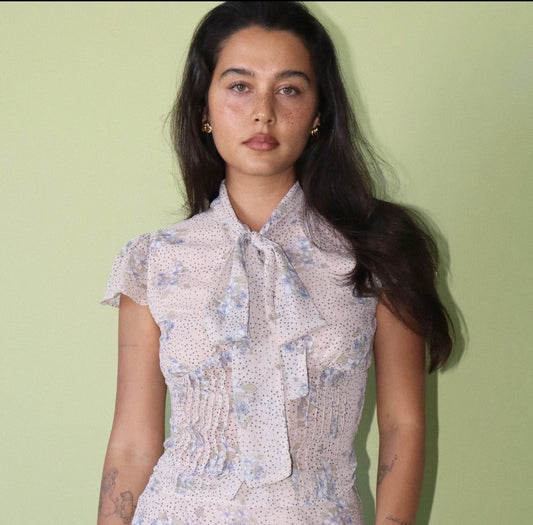Floral Tie Front Blouse-Bailey Rose