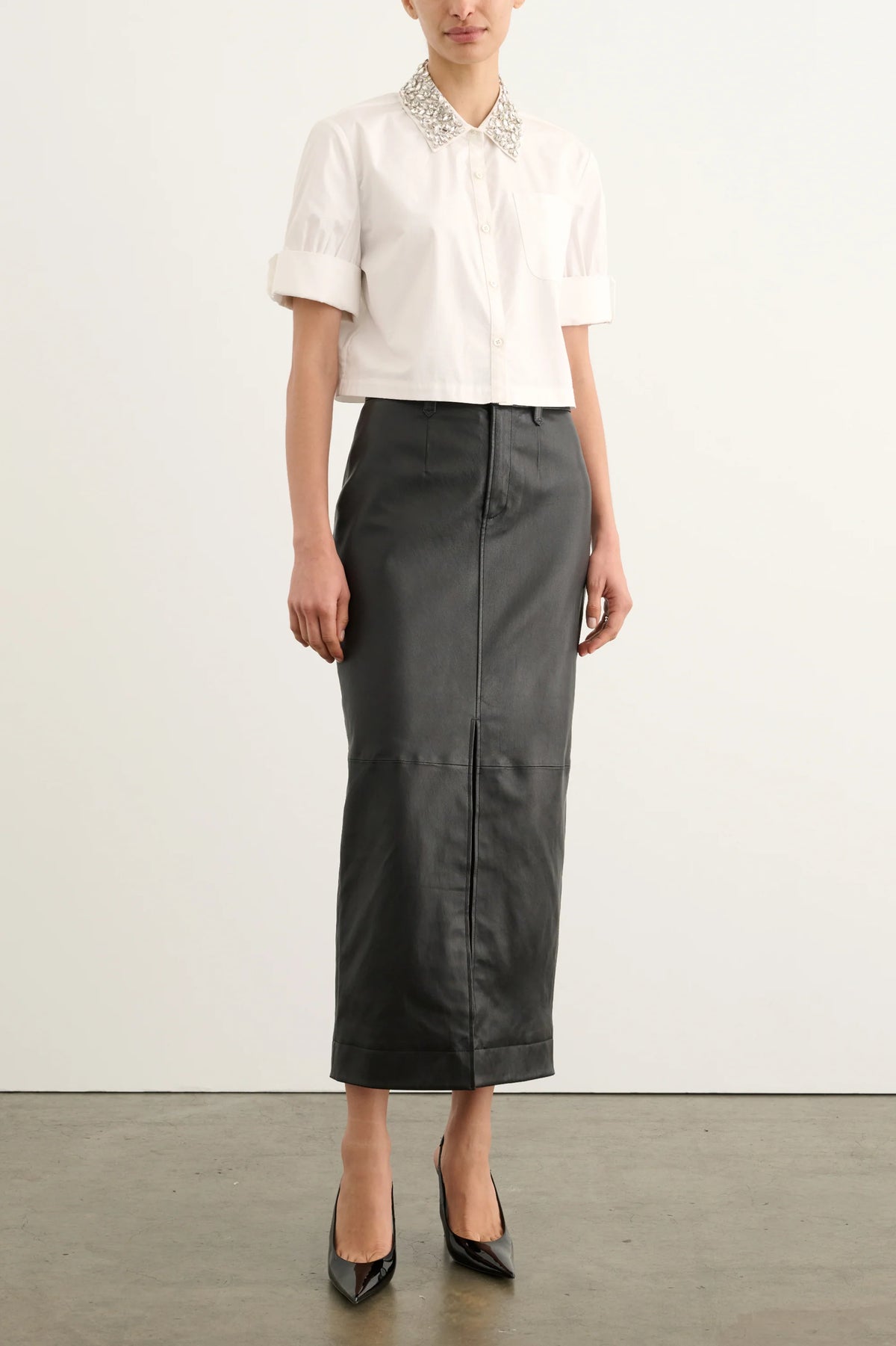 Zadie Cropped Combo Button Down