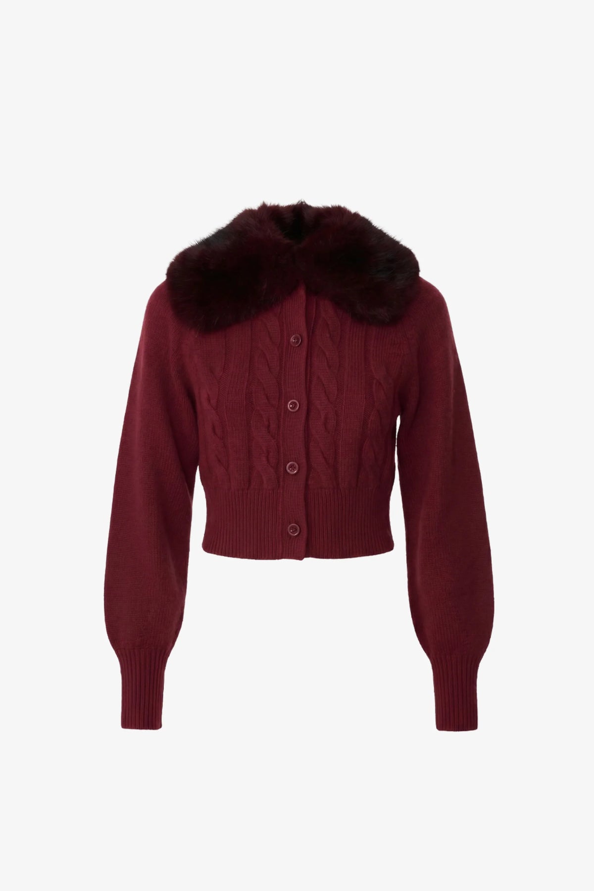 Rita Cable Knit Cardigan with Fur Collar