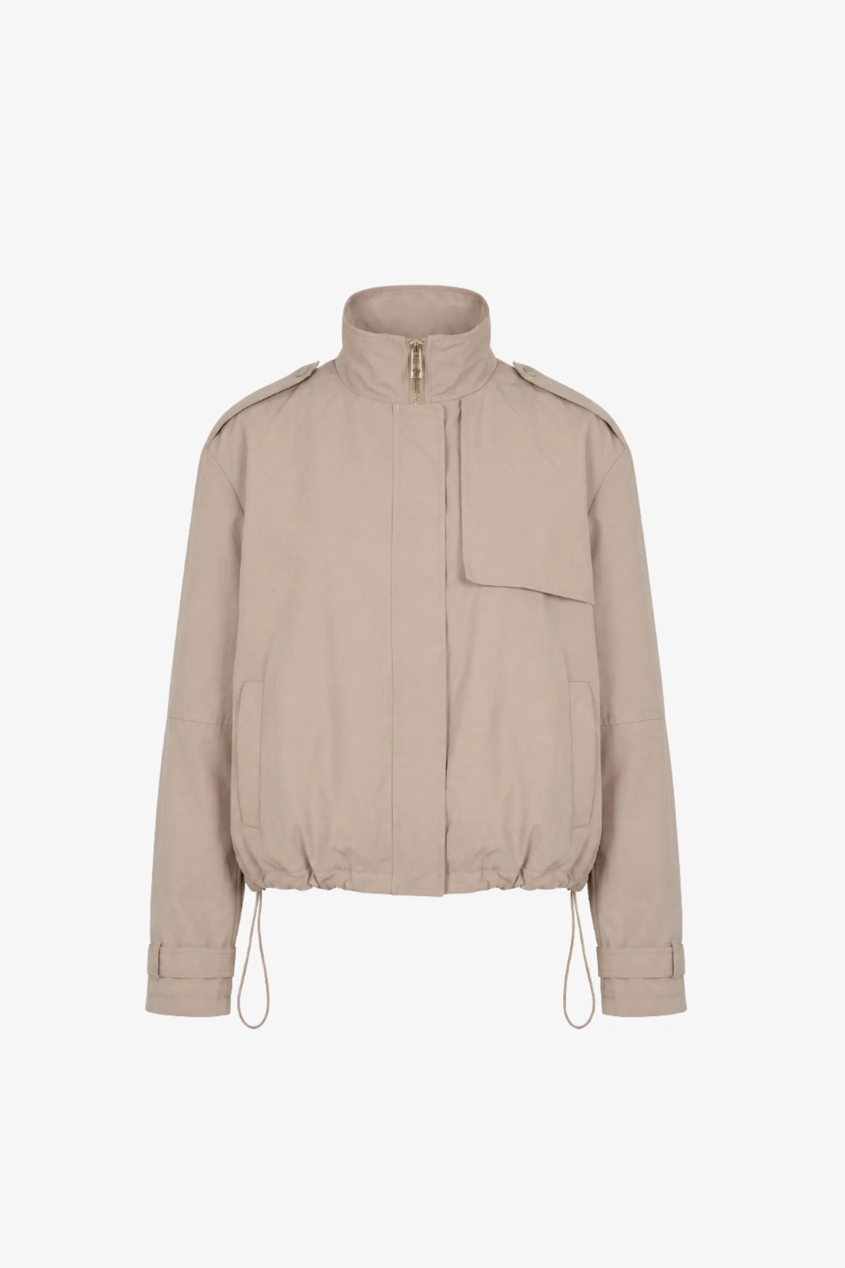 Alyssa Funnel Neck Bomber with Drawstring Detail