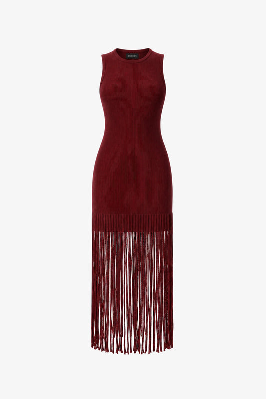 Margaux Racer Mini Dress with Fringe