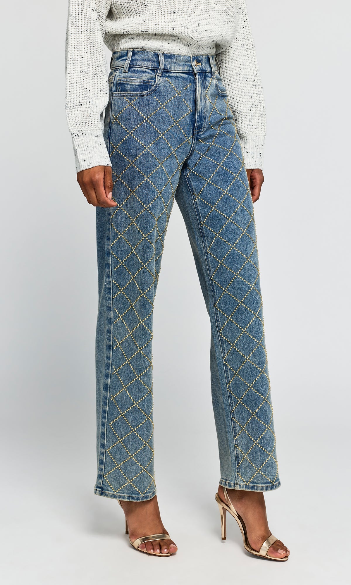 Staria Studded Plaid Jeans