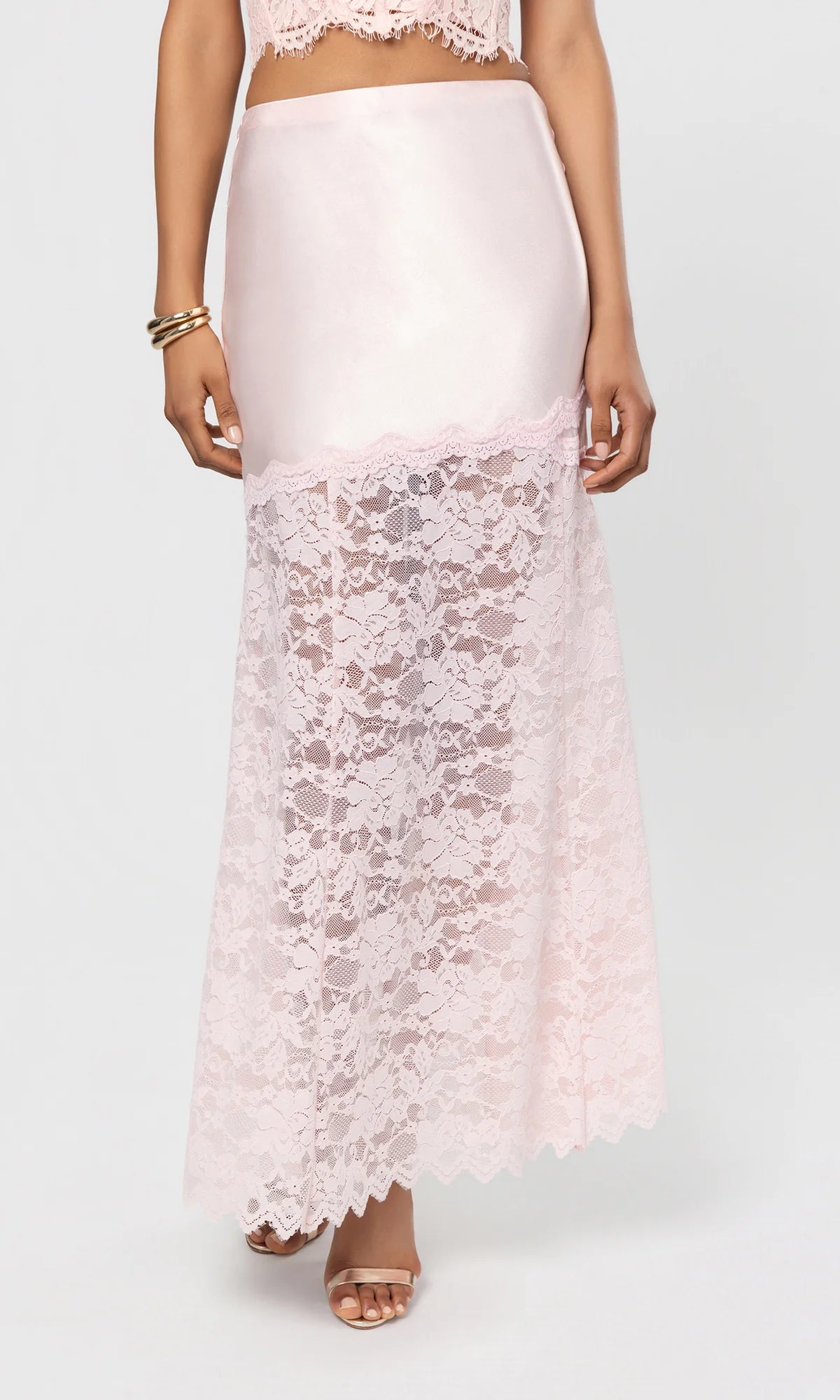 Perrine Lace Combo Satin Skirt